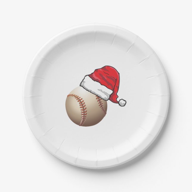 Weihnachts-Baseball-Weihnachtsmannmütze Pappteller (Vorderseite)