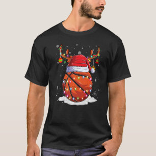 Weihnachts-Basketball-Ball Santa Rédeer Leuchten o T-Shirt