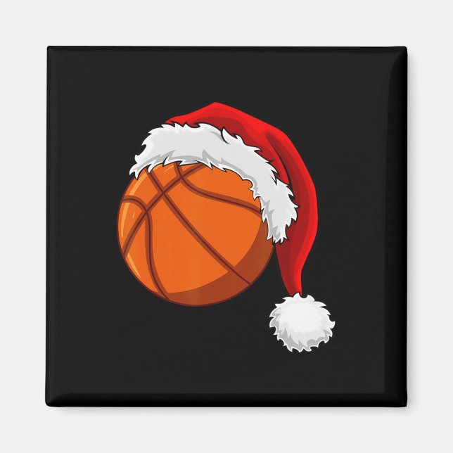 Weihnachts Basketball Ball Weihnachtsmannmütze Män Magnet (Vorne)