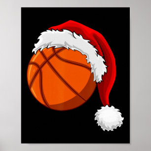 Weihnachts Basketball Ball Weihnachtsmannmütze Män Poster