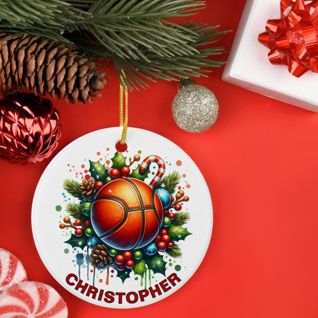 Weihnachts-Basketball-Individuelle Name Keramik Ornament (Von Creator hochgeladen)