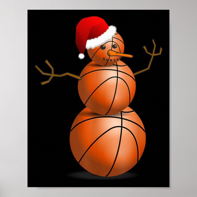 Weihnachts-Basketball-Shirt - Basketball Snowman Poster (Vorne)
