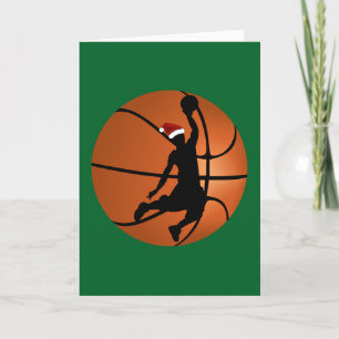 Weihnachts-Basketball-Spieler auf Basketball Feiertagskarte