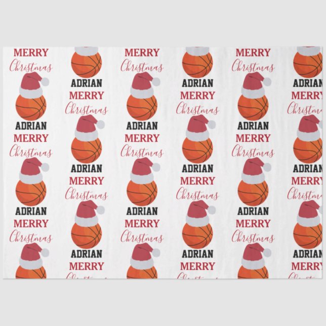 Weihnachts-Basketball-Sportball-Individuelle Name Seidenpapier (Vorderseite)