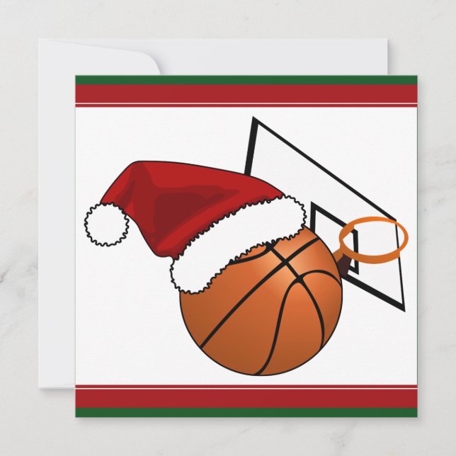 Weihnachts-Basketball und Hoop Einladung (Vorderseite)