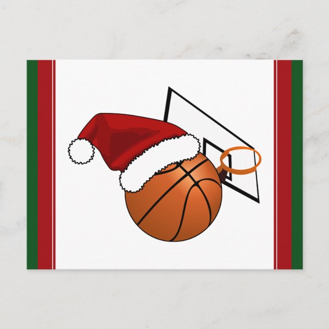 Weihnachts-Basketball und Hoop Feiertagspostkarte (Vorderseite)