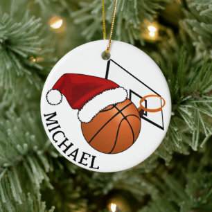 Weihnachts-Basketball und Hoop Keramik Ornament