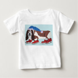 Weihnachts-Basset Hound auf Schlittschuhen Baby T-shirt