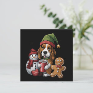 Weihnachts-Basset-Hound-Hund-Elf-Frohe-Weihnachten Feiertagskarte