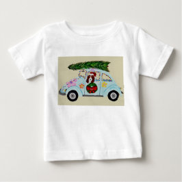 Weihnachts-Basset Hound in Hippie-Auto Baby T-shirt