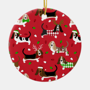 Weihnachts-Basset-Hound Keramik Ornament