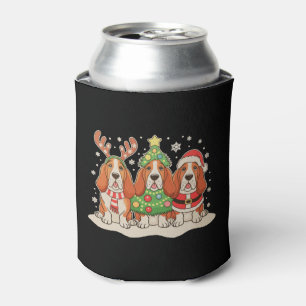 Weihnachts-Basset-Hound-Santa-Hut-Rentier-Hund-Xma Dosenkühler