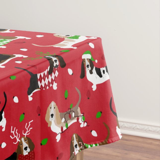 Weihnachts-Basset-Hound Tischdecke (Beispiel)
