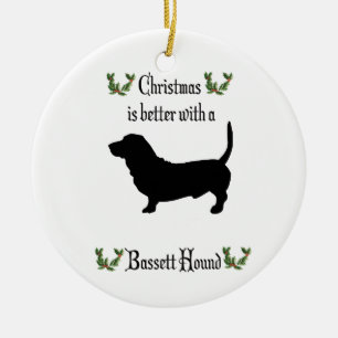 Weihnachts-Basset-Hund-Ornament Keramik Ornament