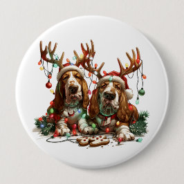 Weihnachts-Basset-Hunde Button