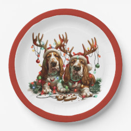 Weihnachts-Basset-Hunde Pappteller