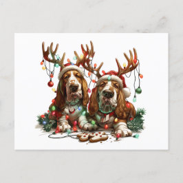 Weihnachts-Basset-Hunde Postkarte