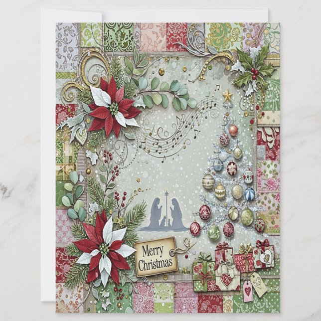 Weihnachts-Bastelpapier zur Kippenszene (Vorderseite)