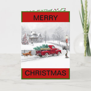 Weihnachts-Bauernszene auf einer Weihnachtskarte Feiertagskarte