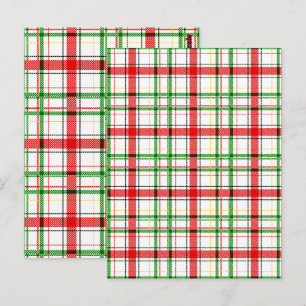 Weihnachts-Baumwoll- Karo-Tartan-Design - Weiß Postkarte