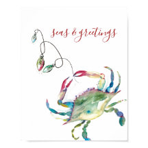 Weihnachts Beach House Aquarell Print