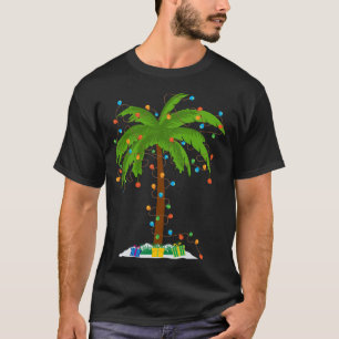 Weihnachts Beach Palme Tree mit Weihnachtsbeleucht T-Shirt