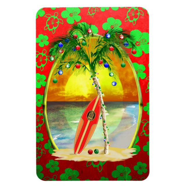Weihnachts Beach Sunset Magnet (Vertikal)