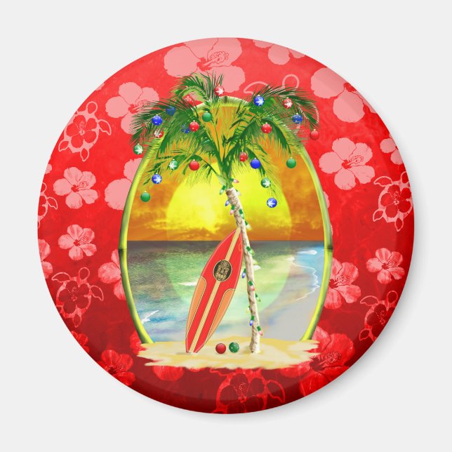 Weihnachts Beach Sunset Magnet (Vorne)