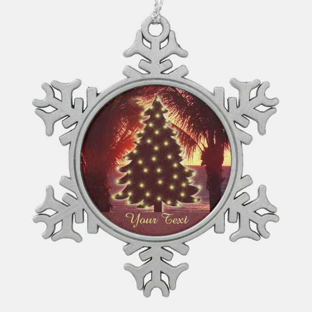 Weihnachts Beach Sunset Ornamente PERSONALISIERT (Vorderseite)