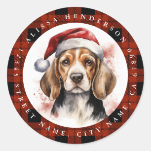 Weihnachts-Beagle-Aufkleber Runder Aufkleber