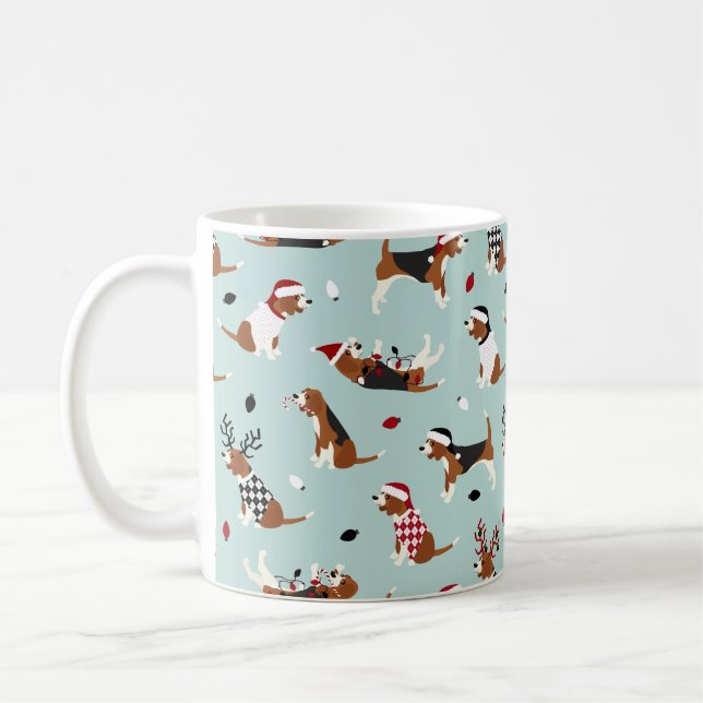 Weihnachts-Beagle Blue Coffee Tasse (Links)