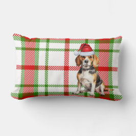 Weihnachts-Beagle Dog Roter grüner Karierter Urlau Lendenkissen