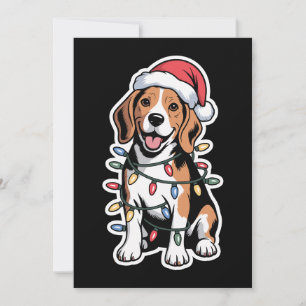 Weihnachts-Beagle-Hund-Santa-Hut-Xmas-Lichter-Feie Einladung
