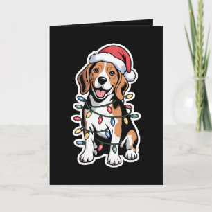 Weihnachts-Beagle-Hund-Santa-Hut-Xmas-Lichter-Feie Karte