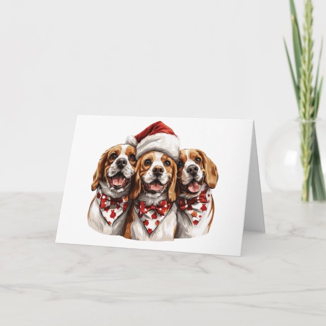 Weihnachts-Beagle-Hunde Feiertagskarte (Vorderseite)