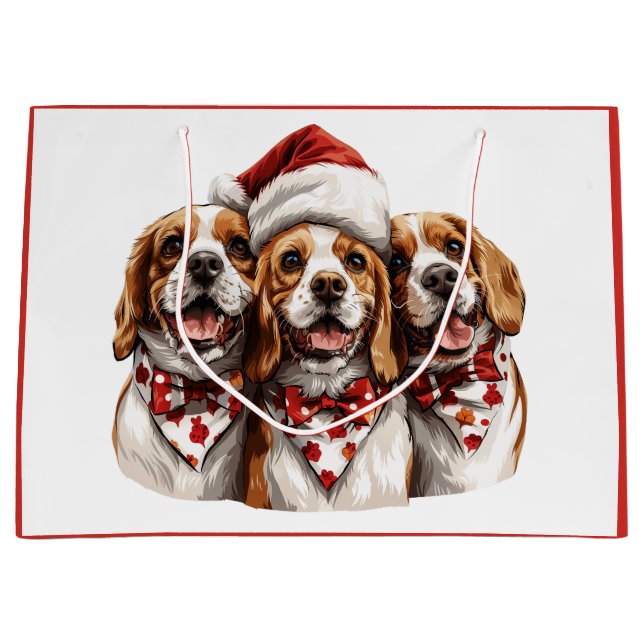 Weihnachts-Beagle-Hunde Große Geschenktüte (Vorderseite)