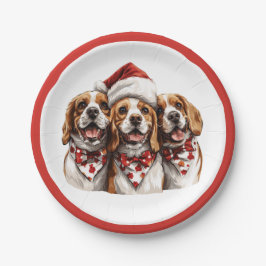 Weihnachts-Beagle-Hunde Pappteller