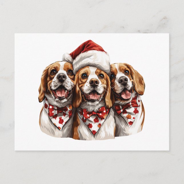 Weihnachts-Beagle-Hunde Postkarte (Vorderseite)