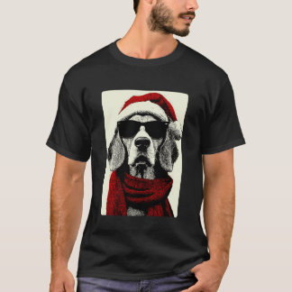 Weihnachts-Beagle mit Sonnenbrille Santa-Hut Lusti T-Shirt