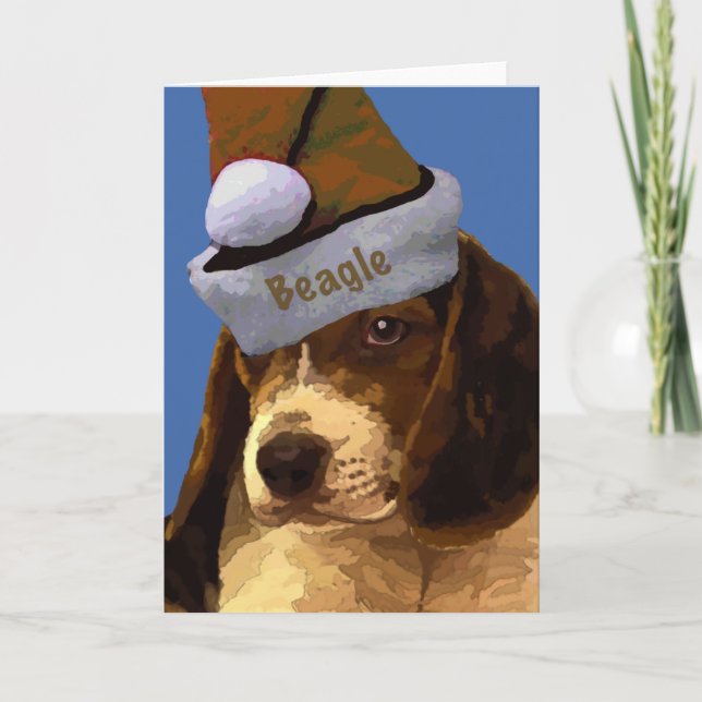 Weihnachts-Beagle Welpe Feiertagskarte (Vorderseite)