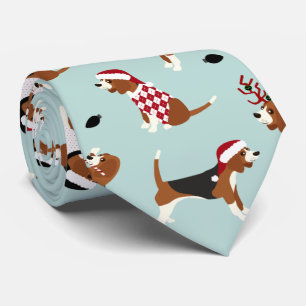 Weihnachts-Beagles Blau Krawatte