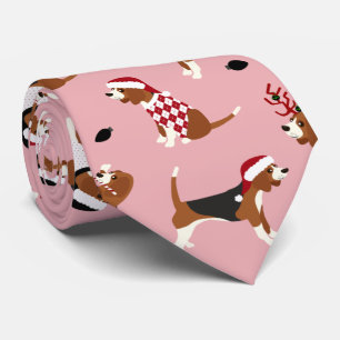 Weihnachts-Beagles Pink Neck Tie Krawatte