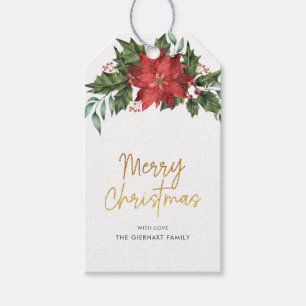 Weihnachts-Beeren-Wasserfarbe Rot-Grün-Schrift Geschenkanhänger