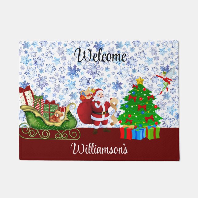 Weihnachts-Begrüßung Der Weihnachtsmann macht sein Fußmatte (Vorderseite)