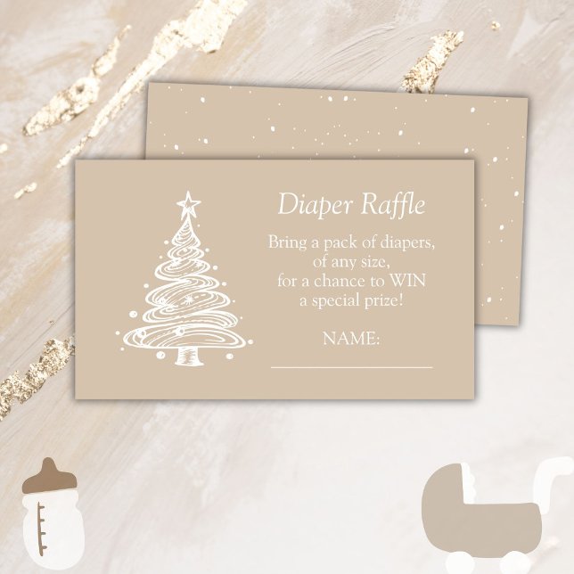 Weihnachts Beige Baby Gender Neutral Diaper Raffle Begleitkarte (Von Creator hochgeladen)