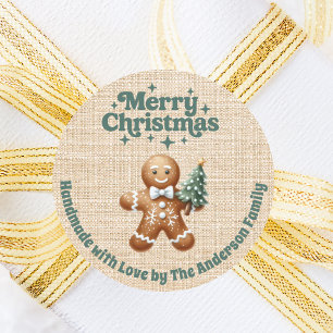Weihnachts-Beige-Brät Lebkuchen Mann handgefertigt Runder Aufkleber