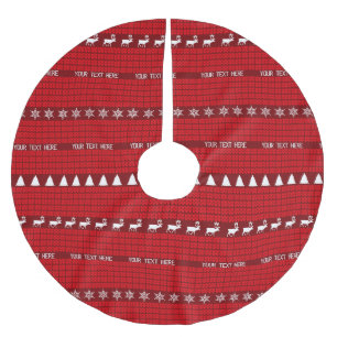 Weihnachts Benutzerdefinierter Text Red White Stri Polyester Weihnachtsbaumdecke