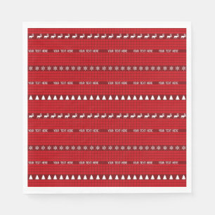 Weihnachts Benutzerdefinierter Text Red White Stri Serviette