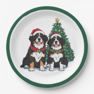 Weihnachts Berner Sennenhunde Pappteller