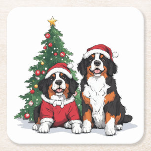 Weihnachts Berner Sennenhunde Rechteckiger Pappuntersetzer